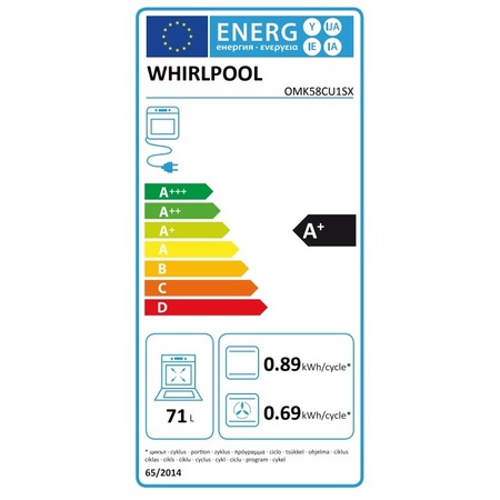 Cuptor incorporabil Whirlpool OMK58RU1SX, Electric, Multifunctional, 71 l, Autocuratare catalitica, Display, Clasa A+, Inox