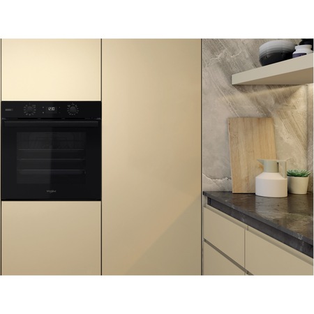 Cuptor incorporabil Whirlpool OMSR58RU1SB, Electric, Multifunctional, 71 l, Autocuratare pirolitica, Display, Gatire aburi - Gentle Steam, Clasa A+, Negru