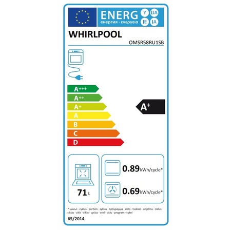 Cuptor incorporabil Whirlpool OMSR58RU1SB, Electric, Multifunctional, 71 l, Autocuratare pirolitica, Display, Gatire aburi - Gentle Steam, Clasa A+, Negru