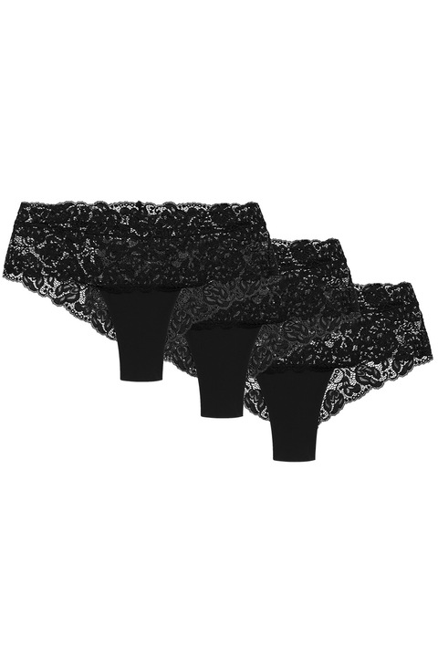 Wolbar Panties 3 Pack Lace Hipster Underwear Briefs WB413, Черно, Черен