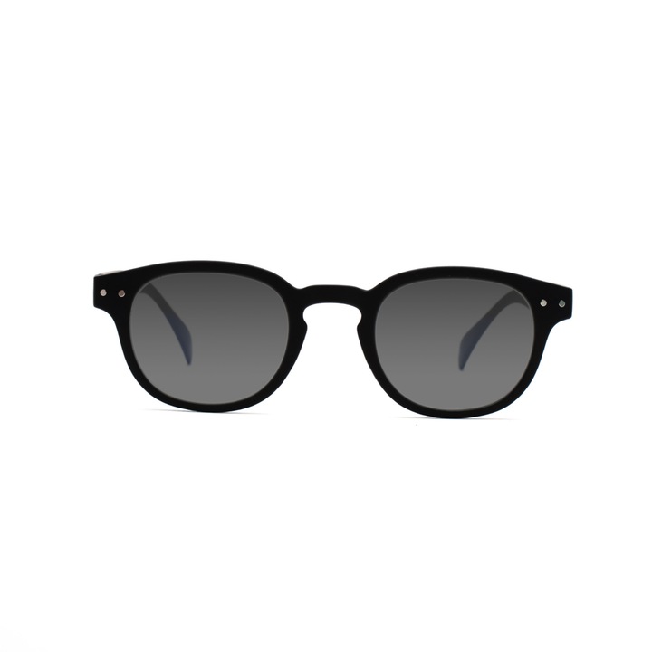 Dioptria nélküli napszemüveg, Essilor® UV400 védelem és szürke lencsék, Anton UV SUN™, fekete négyzet alakú Munnel® (férfiak)