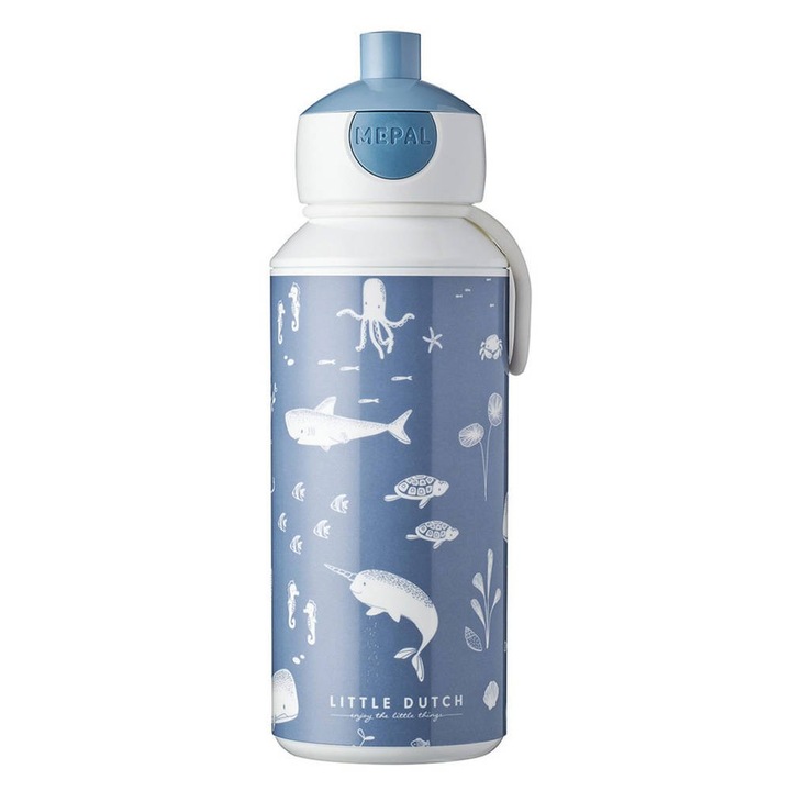 Pop-up italos üveg, Mepal, Műanyag, 400 ml, Kék