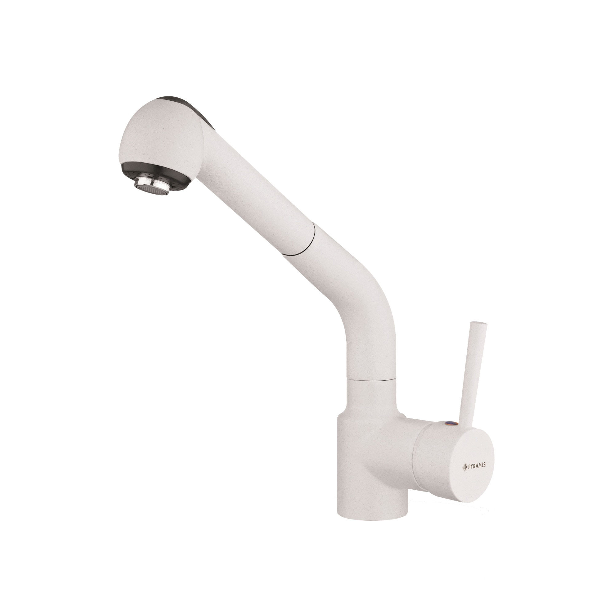 Baterie bucatarie Pyramis BALATA, monocomanda, finisaj granit snow, extractabila, pipa inalta