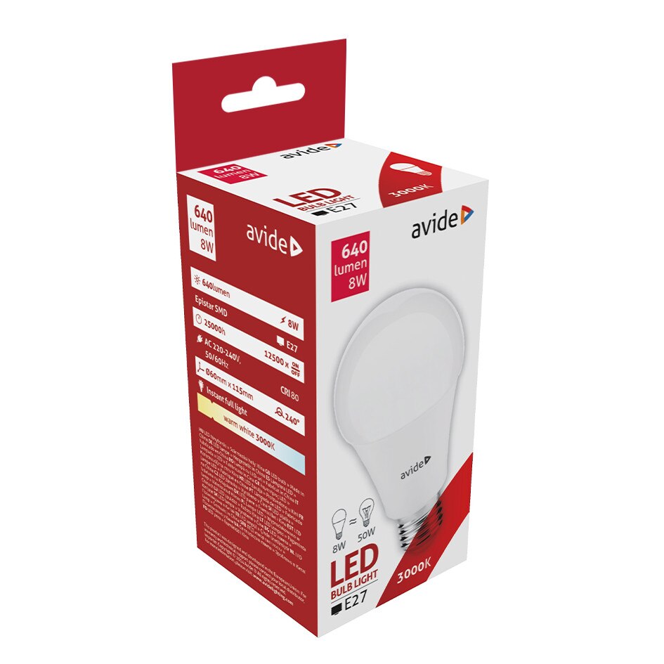 Bec Avide LED Globe G60 8W 3000K lumina calda