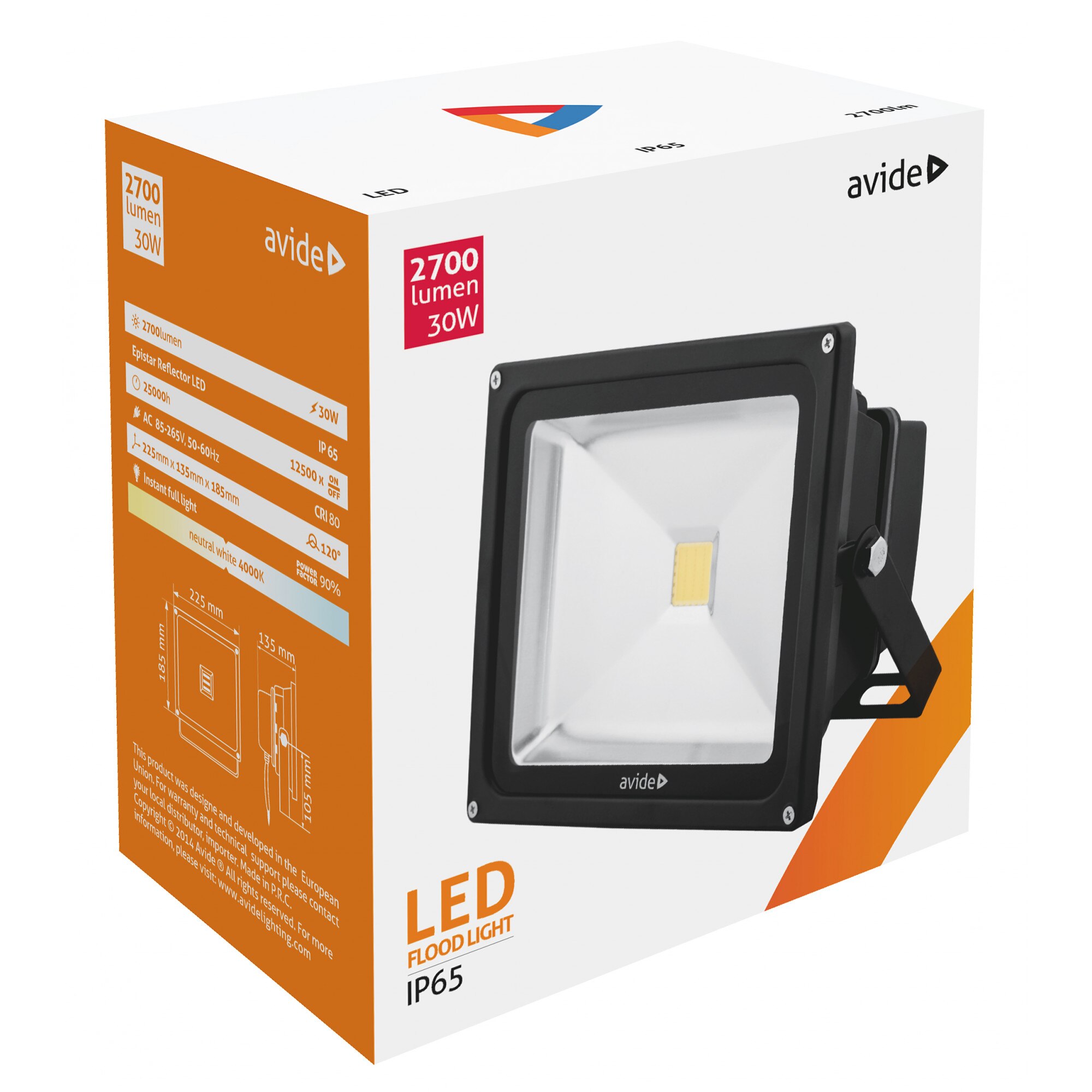 Reflector Avide LED Slim Flood Light IP65 30W lumina neutra