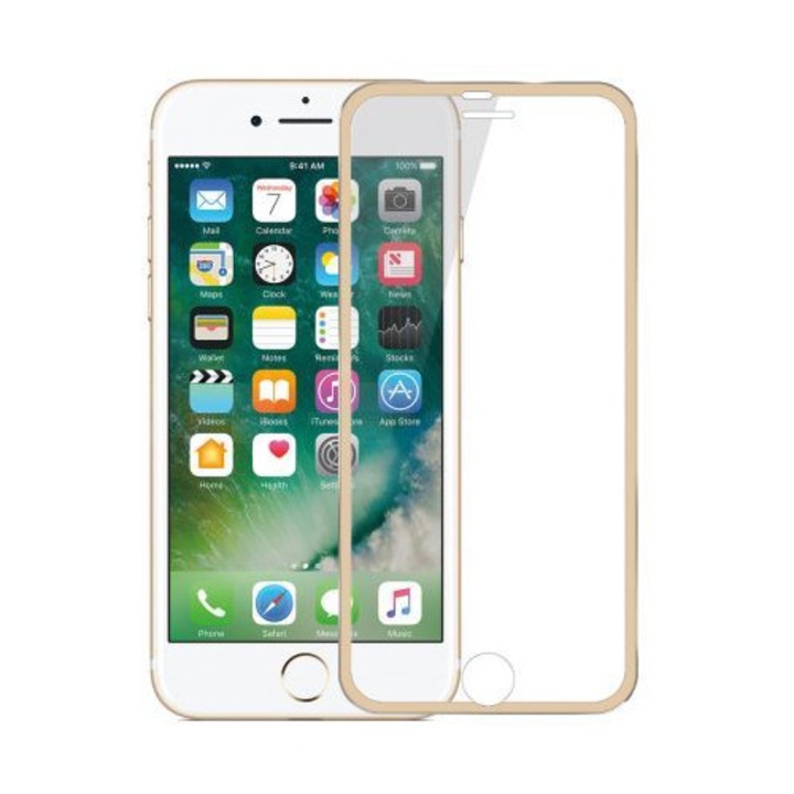 Стъклофолио със златиста метална рамка за iPhone 6
