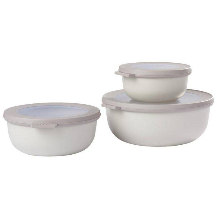 Set 3 caserole rotunde, Mepal, Plastic, 350/750/1250ml, Alb