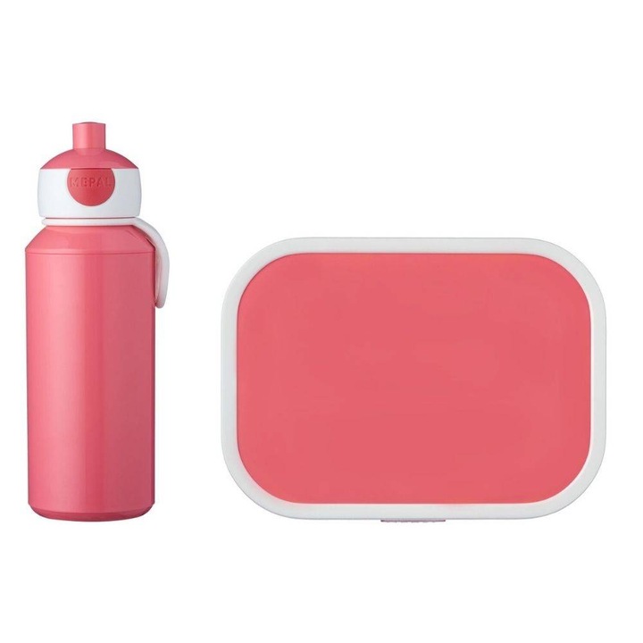 Kulacs és ebéddoboz készlet gyerekeknek, Mepal, Műanyag, 400/750ml, Rózsaszín