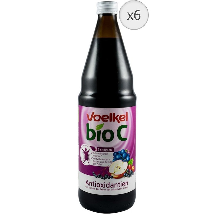 Suc bio de fructe Bio C cu antioxidanti Voelkel, sticla, 6 x 750ml