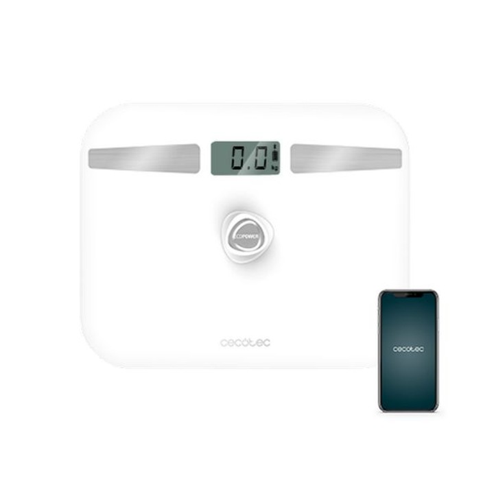 Дигитална везна за баня, Cecotec, стъкло, Bluetooth връзка, 180 кг, бяла