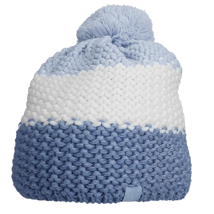 Caciula fete cu pompon, 4F, HJZ22 JCAD006 34S, Acril/Lana, 52-56 cm, Albastru