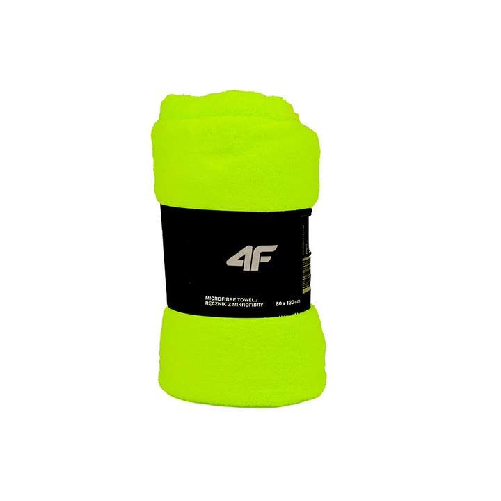 Фитнес кърпа, 4F, 4FSS23ATOWU014 71N, Микрофибър, 130x80 см, Неоново зелено
