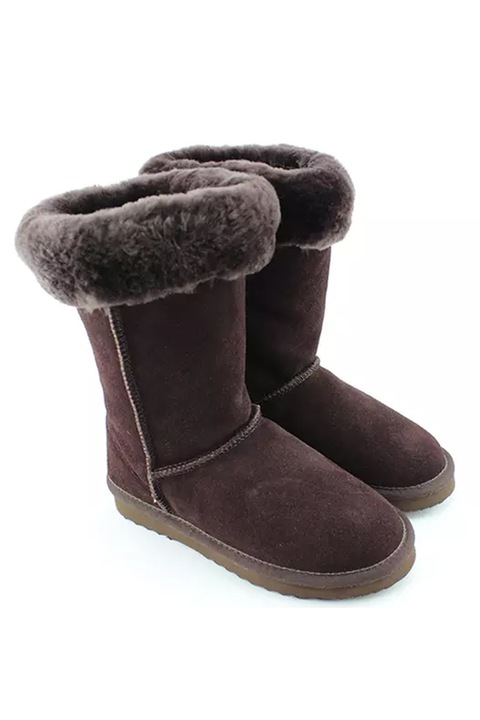 Cizme dama Snow Paw 16246402, Piele de oaie, piele intoarsa naturala, Maro inchis