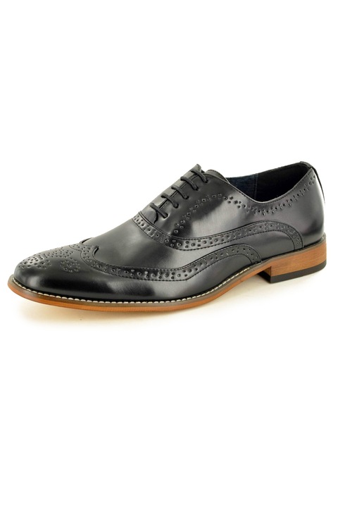 Мъжки обувки JUP Brogue M014 16732783 15-602, Официални, С връзки, Еко кожа, Черен, 43 EU