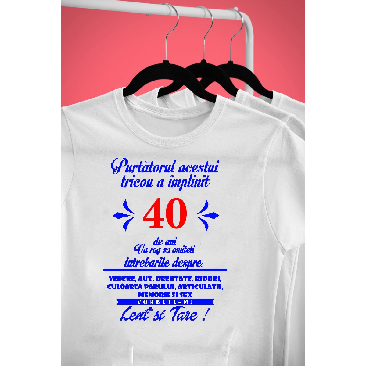 Tricou personalizat pentru barbati cu imprimeu, 40 ani - Purtatorul acestui  tricou a implinit, Alb, S