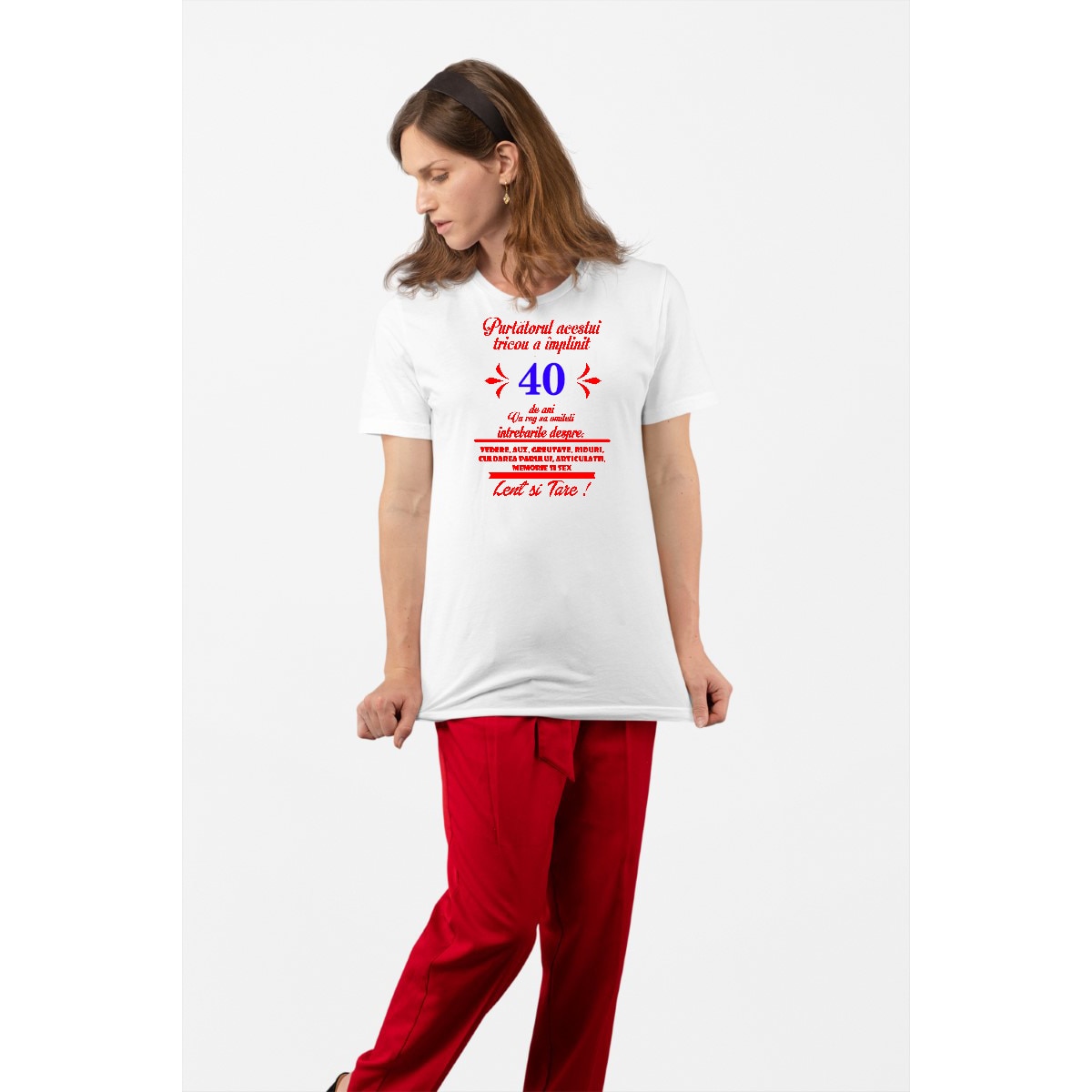 Tricou personalizat pentru femei cu imprimeu, 40 ani - Purtatorul acestui  tricou a implinit, Alb, 2XL - eMAG.ro