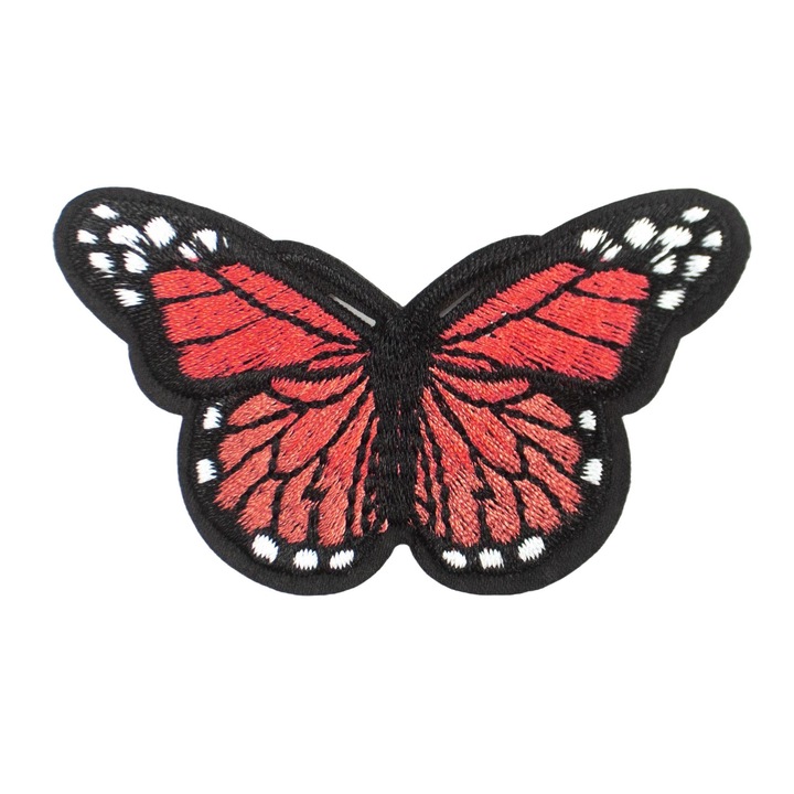 Petic termoadeziv brodat, Little Angel, Forma fluture, Rosu/Roz