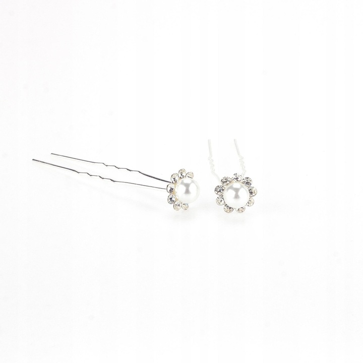 Set 2 agrafe de par, Model flori, Argintiu