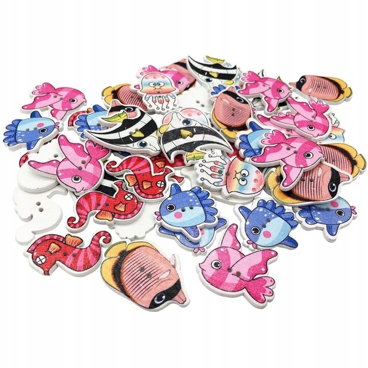 Set 50x nasturi decorativi Animale marine, 5 mm, Multicolor