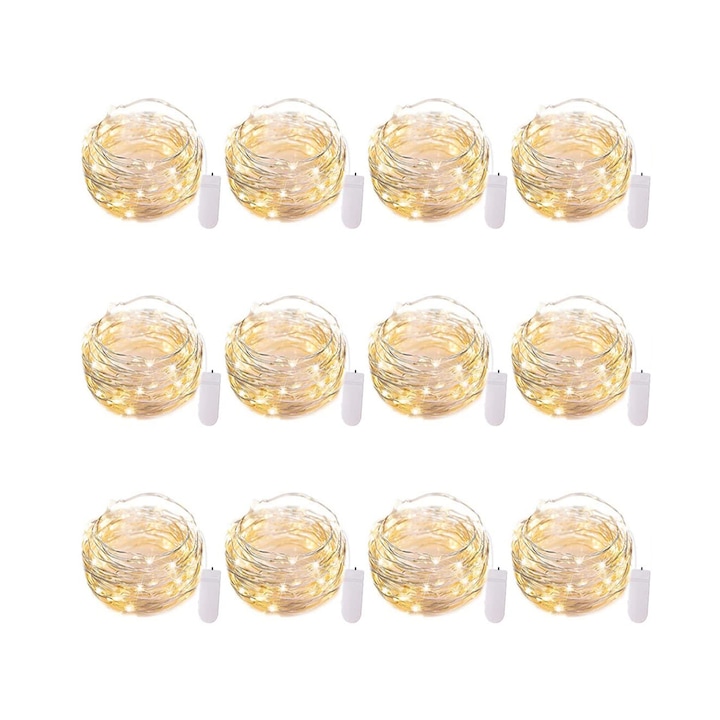 Set 12 benzi LED, SANSAME, Rezistent la apa, Flexibile, Alb