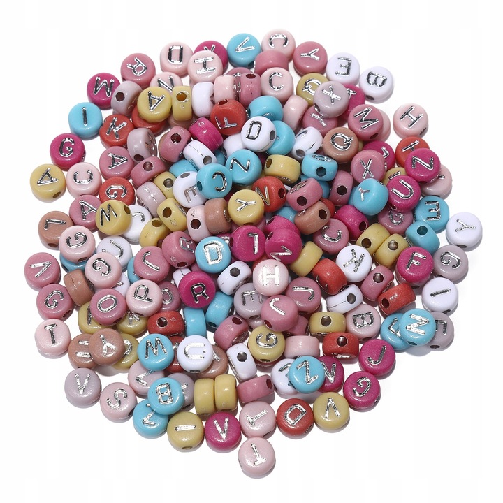 Set 100 margele pentru bratari, Acrilice, 7x7 mm, Multicolor