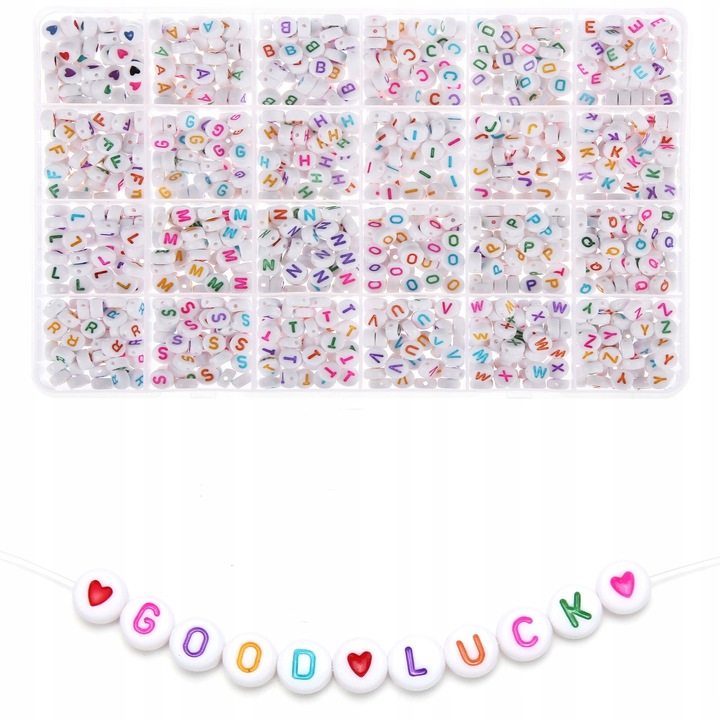Комплект от 1200 цветни мъниста с азбучни букви