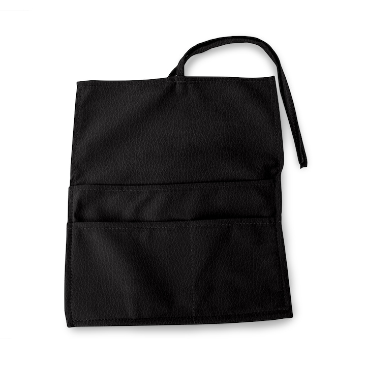 Organizator cu buzunare pentru pat, 3 compartimente, 30x34cm, piele ecologica, negru, Dolce Dormire