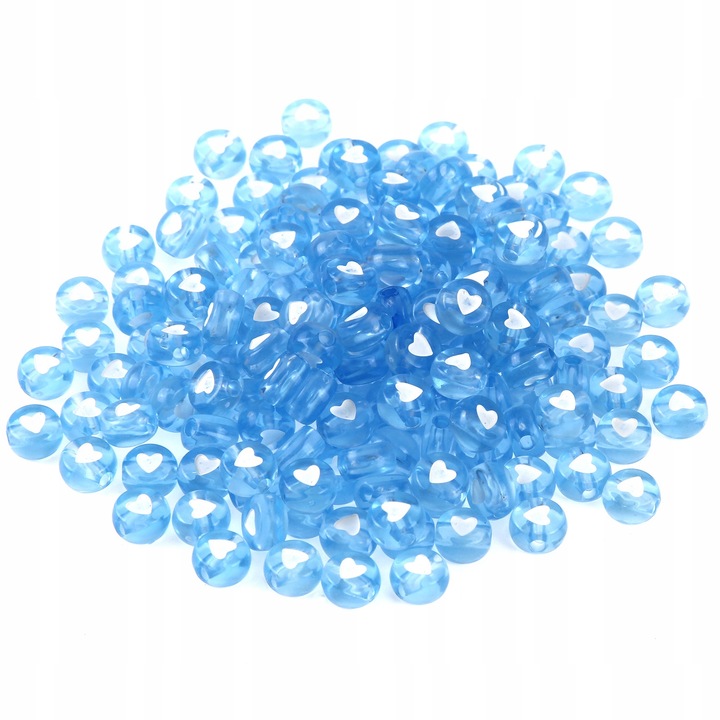 Set 100 margele pentru bratari, Acril, Albastru/Alb