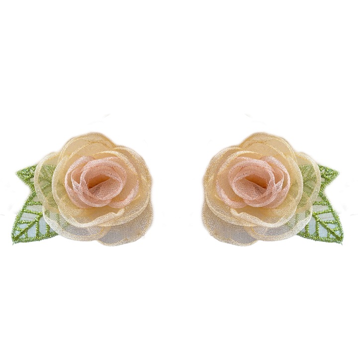 Cercei Femei Camellia Organza S925 pini crem