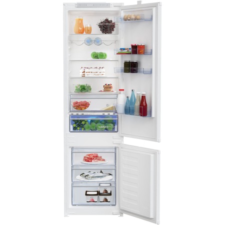 Combina frigorifica incorporabila Beko BCSA306E4ZSN, 298 l, HarvestFresh, Everfresh+, Raft sticle, Compresor ProSmart Inverter, Display touch control, Clasa E, H 194 cm, Alb