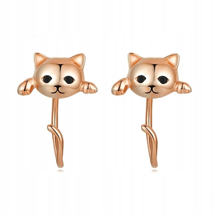 Дамски обеци Fraise, Модел Cat, Розов/Златист