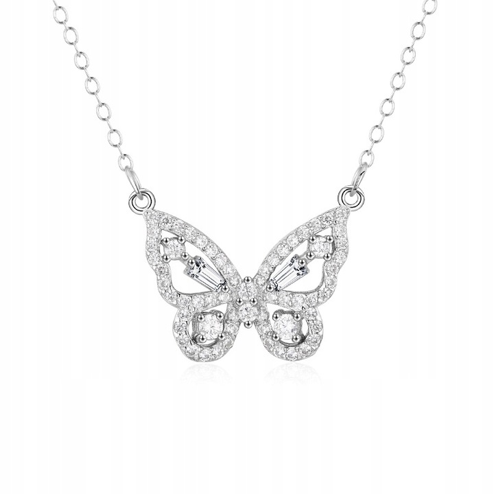 Колие, Fraise, шарка на пеперуда, сребро/циркон