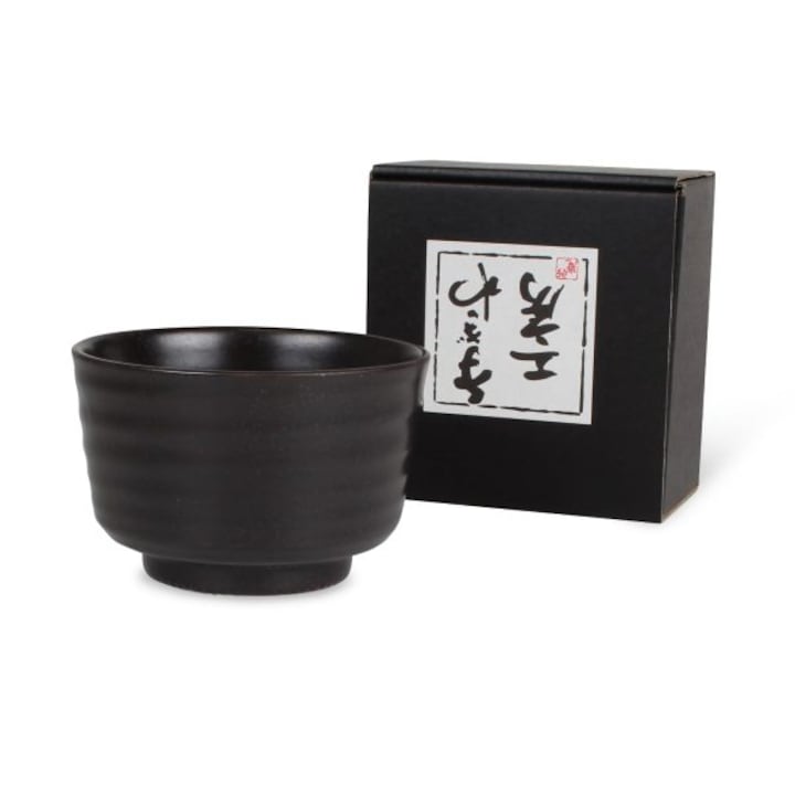 Bol Japonez pentru Ceai Matcha, Negru, 350 ml