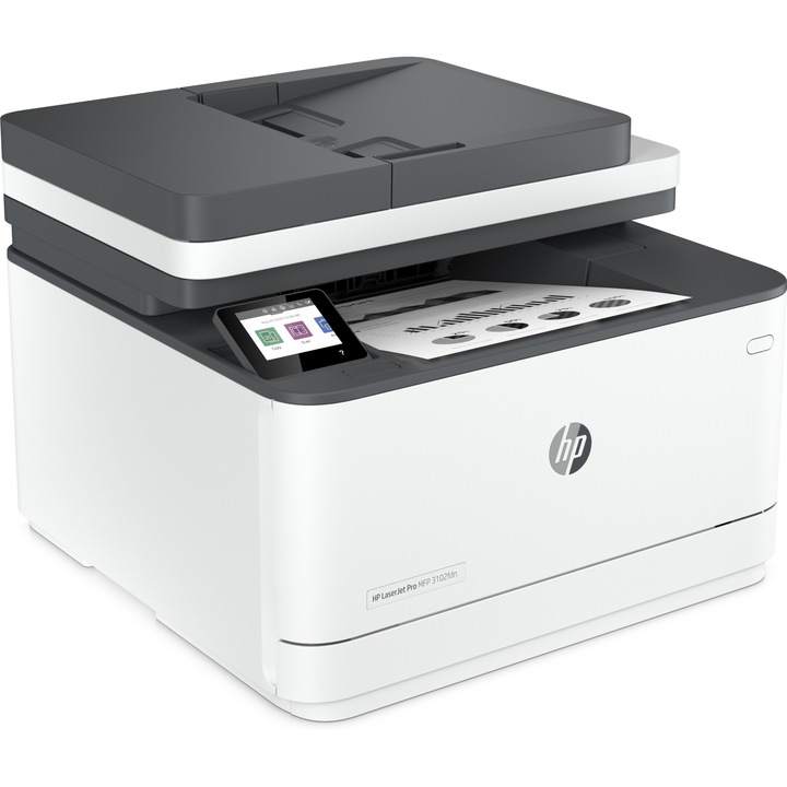 Мултифункционално лазерно монохромно устройство HP LaserJet Pro MFP 3102fdn, A4, макс. 33 стр./мин, максимална резолюция 1200x1200dpi, ADF 50 листа едностранно, изход 150 листа, двустранен печат, 2.7" сензорен екран, USB 2.0, Ethernet