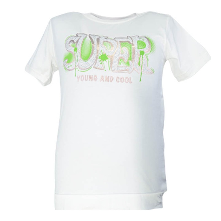 Tricou cu maneca scurta pentru fete OLC SVR 230323-B-128, Alb 93416