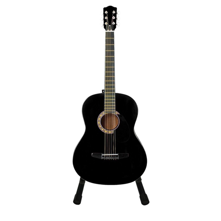 Chitara clasica, 95 cm, lemn, stativ inclus, negru