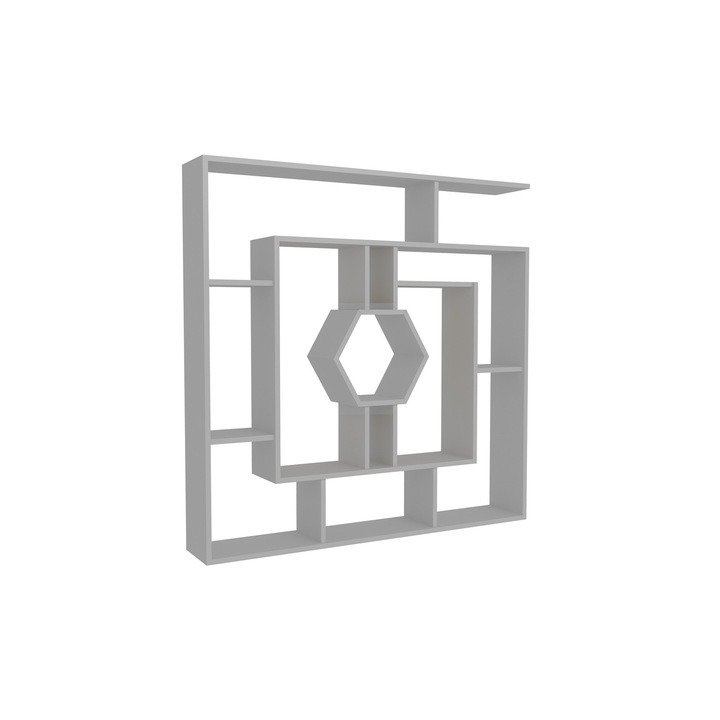 Рафт за книги, специален дизайн, бял, 134x134x22 см, бледо 18 мм дебелина, Bortis Impex