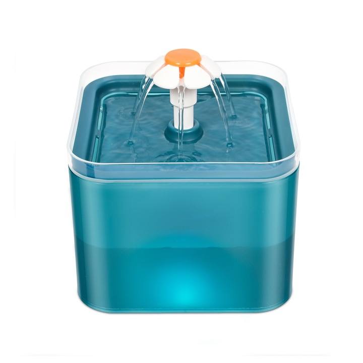 Автоматичен диспенсър за вода, Darklove, ултра безшумен, LED осветление, 3 фонтан режима, с пречистване и филтриране, Подходящ за котки, кучета, множество домашни любимци на закрито или на открито, 2L, тъмнозелен