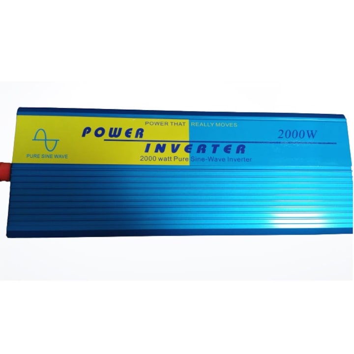 Инвертор Klausstech Pure Sine, 2000 W мощност, 24v захранване, кабели за свързване на батерията