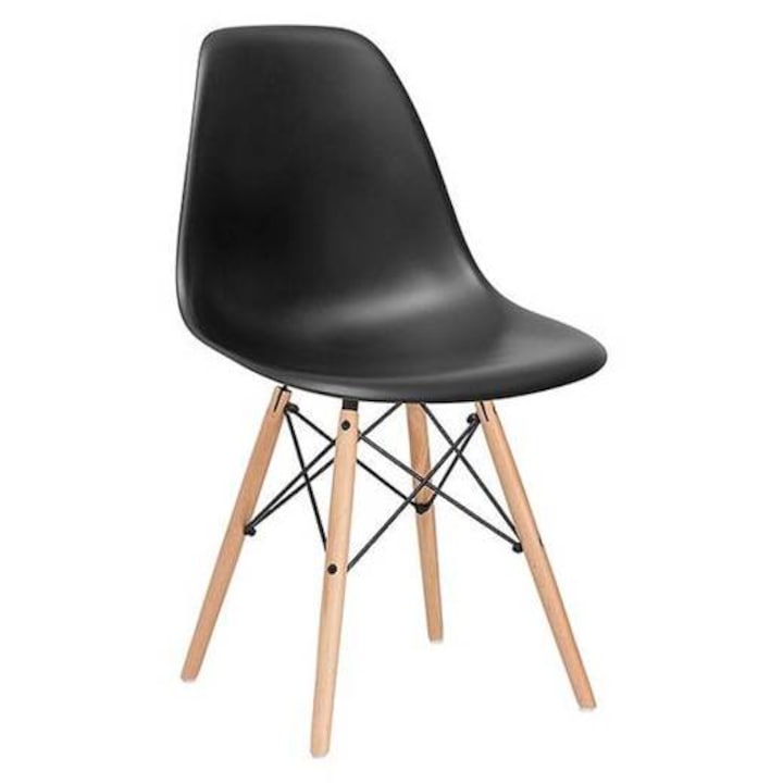 Springos Milano konyhai szék, PP/fa/fém, 82x46 cm, Fekete