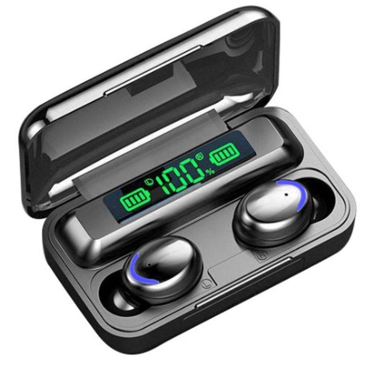 Слушалки Planet Tech за телефон с Bluetooth, безжични, F9-5 TWS, Bluetooth 5.0, сензорно управление с едно щракване, 8D HiFi звук, игри, LED дисплей, IPX-7 водоустойчивост, шумопотискане