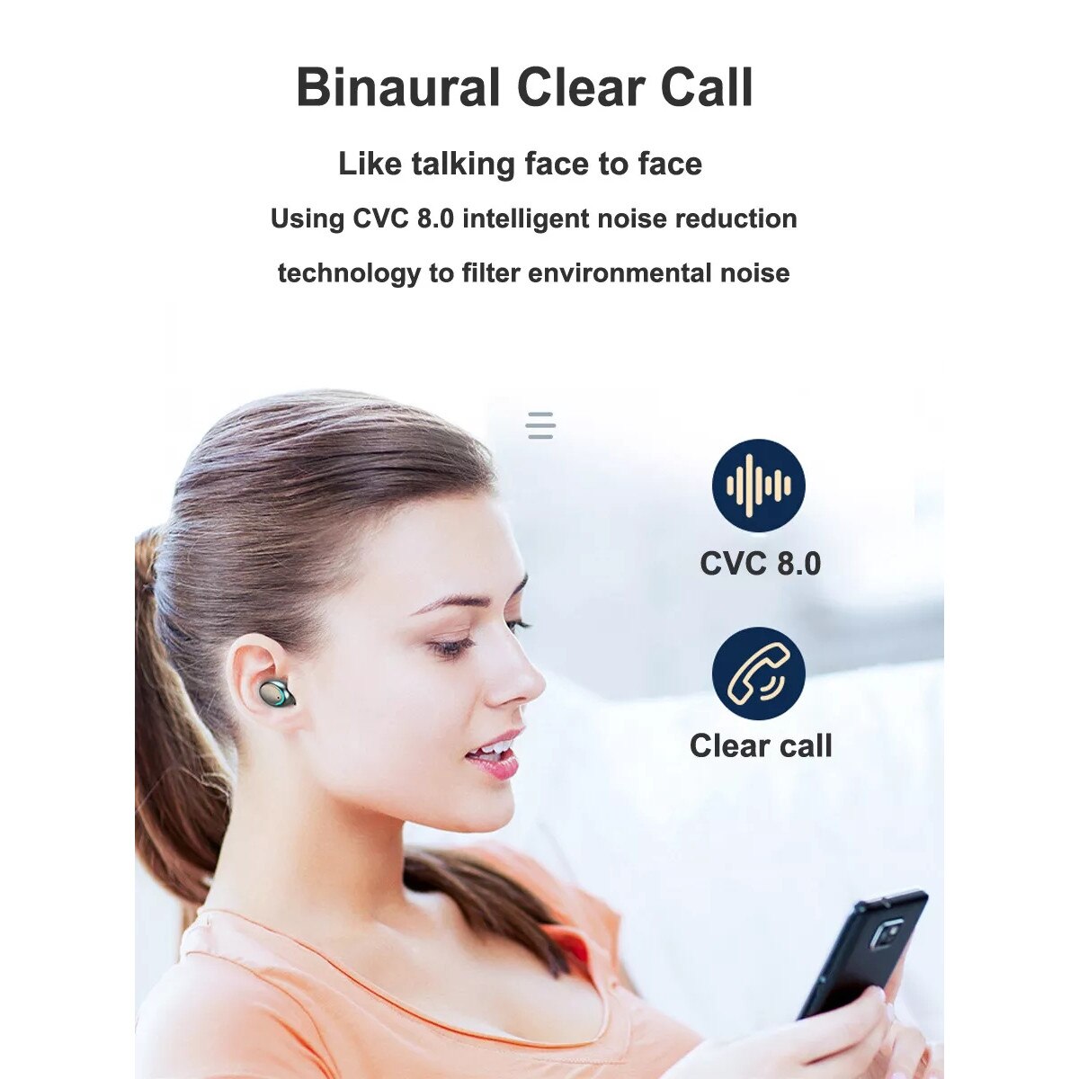 TWS F9-5 Bluetooth telefon fülhallgató, vezeték nélküli, Bluetooth 5.0 ...