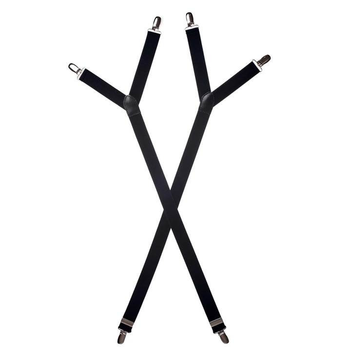 Bretele pentru camasi si sosete, Pentru Barbati, Aleszale, Negru, doua curele/un set