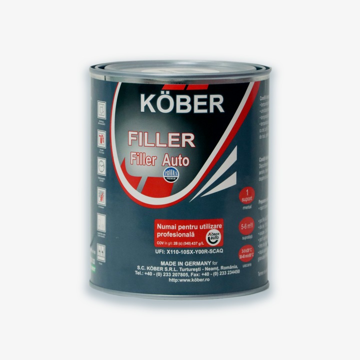 Filler Gri Kober 1L - 2K cu intaritor- Set