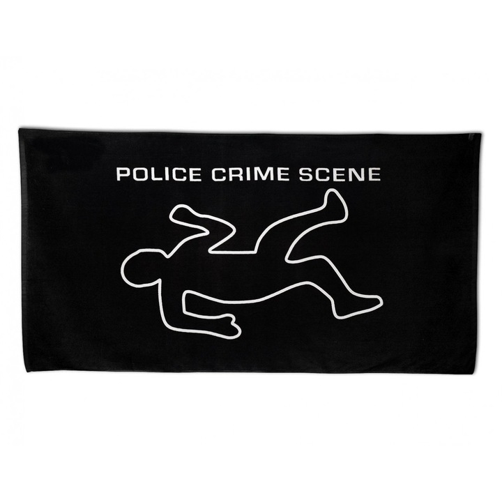 Prosop plaja, Scena Crimei, 152 x 76 cm, Negru, Bumbac