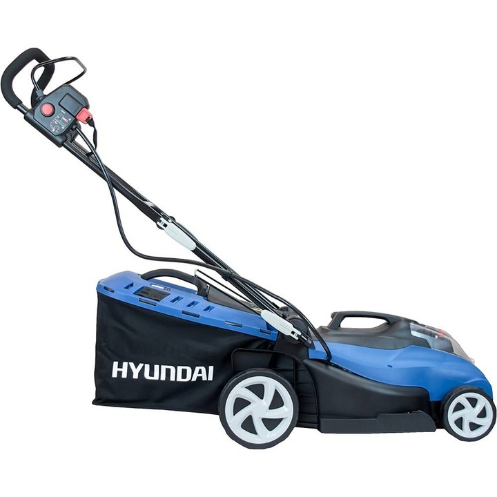 Електрическа косачка Hyundai HY-LM3801 E 1600W 3450RPM Кош за събиране от пластмаса Черен/Син