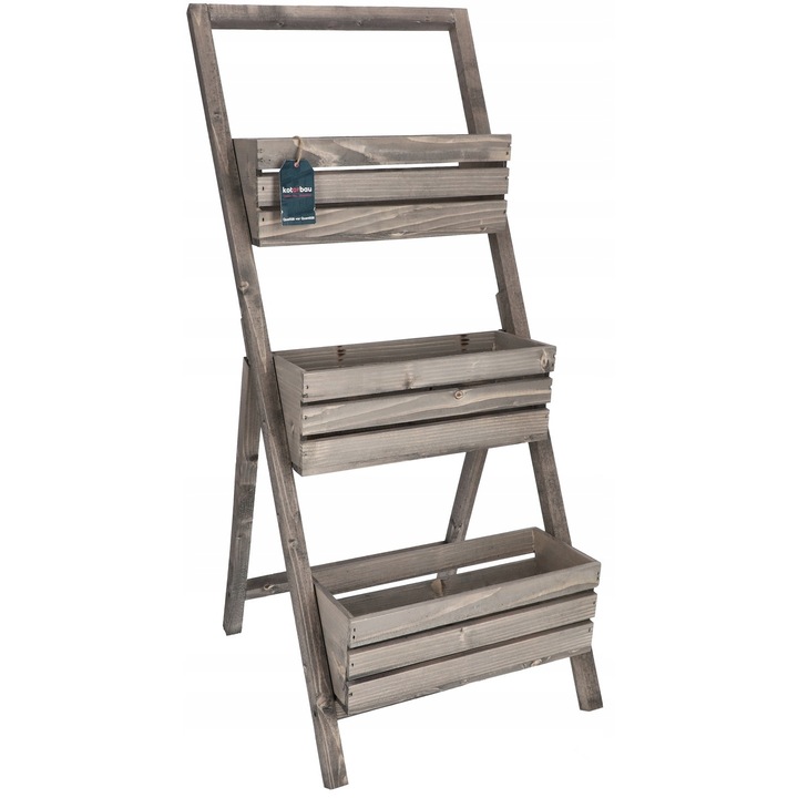 Поставка за саксии, Kotarbau, дърво, сиво