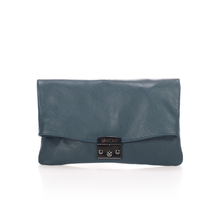 Poseta tip plic, Massimo Castelli, din piele naturala, model 17027, Turcoaz