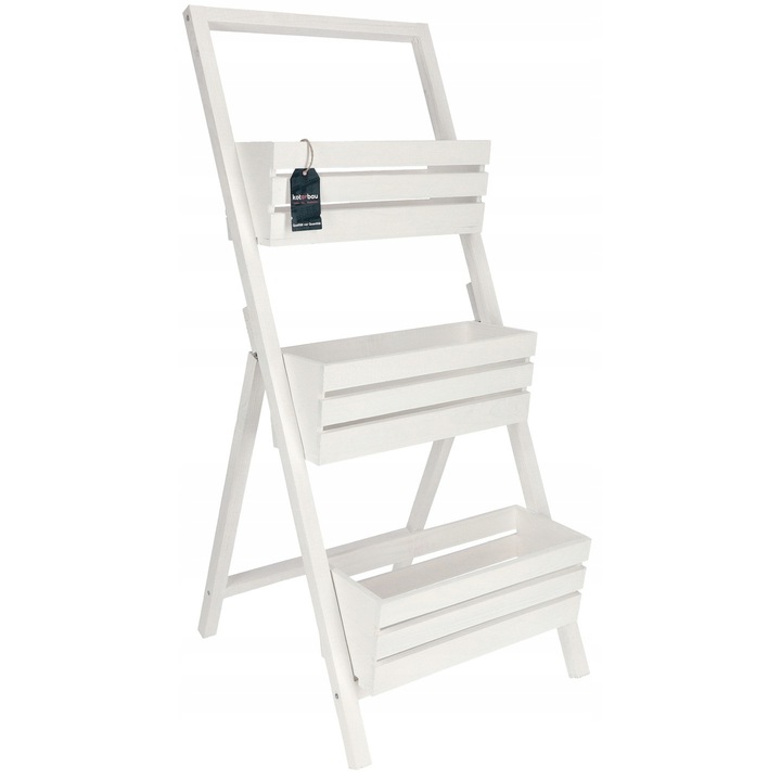 Suport ghiveci, Kotarbau, Lemn, Alb