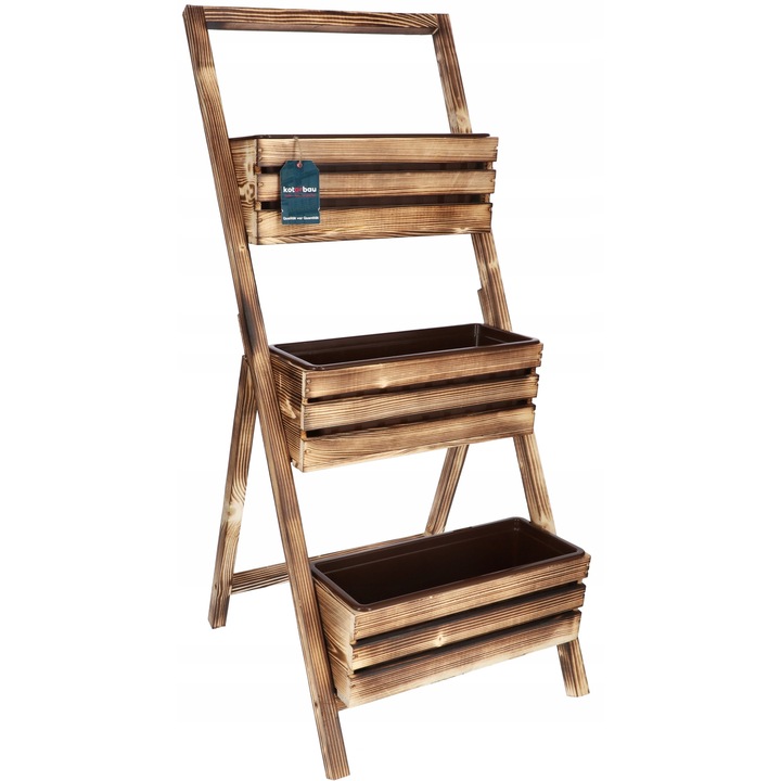 Suport ghiveci, Kotarbau, Lemn/Plastic, Natural